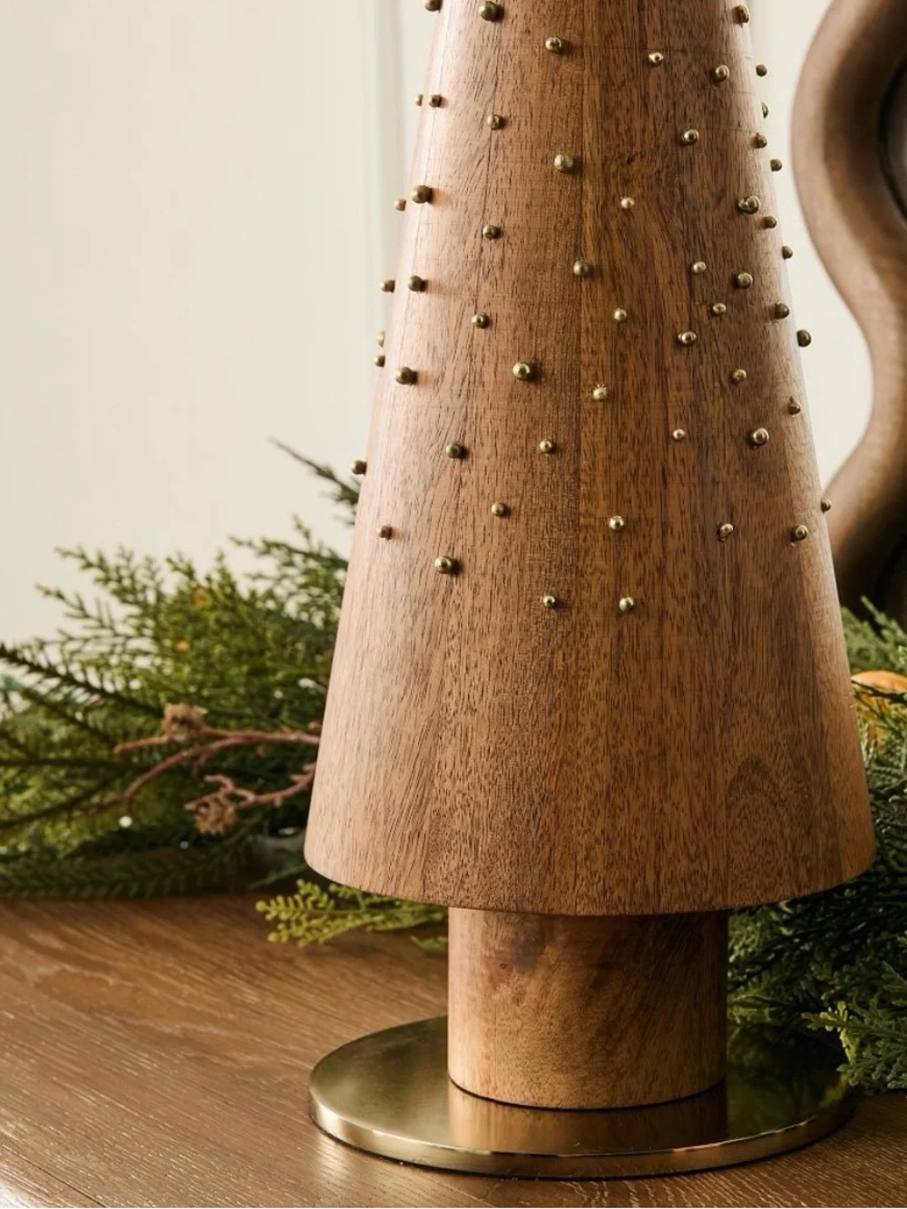 Crate & Barrel Studded Wood Trees Set of 2 * NEW
